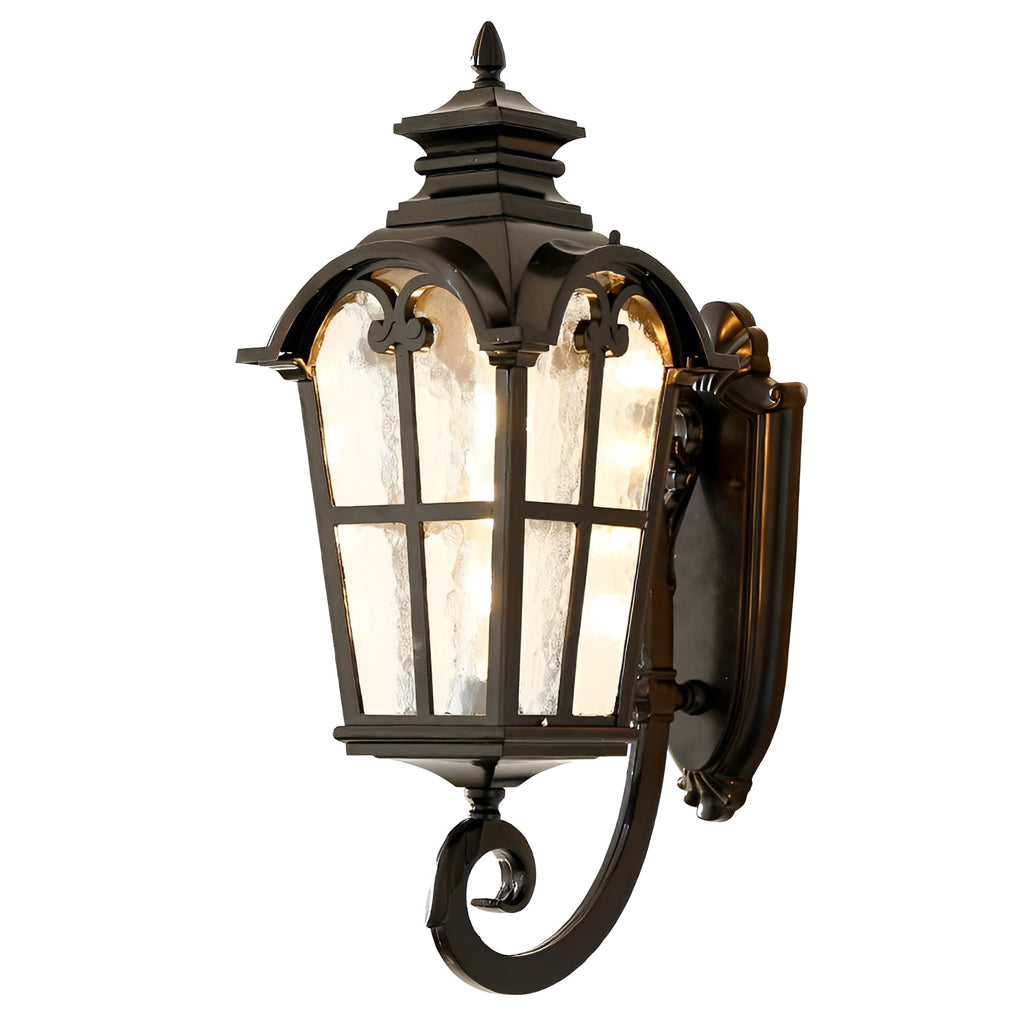 European Style Outdoor Black Wall Sconce Die-Cast Aluminum Tempered Glass E27 Waterproof 3 Sizes Balcony Villa Yard