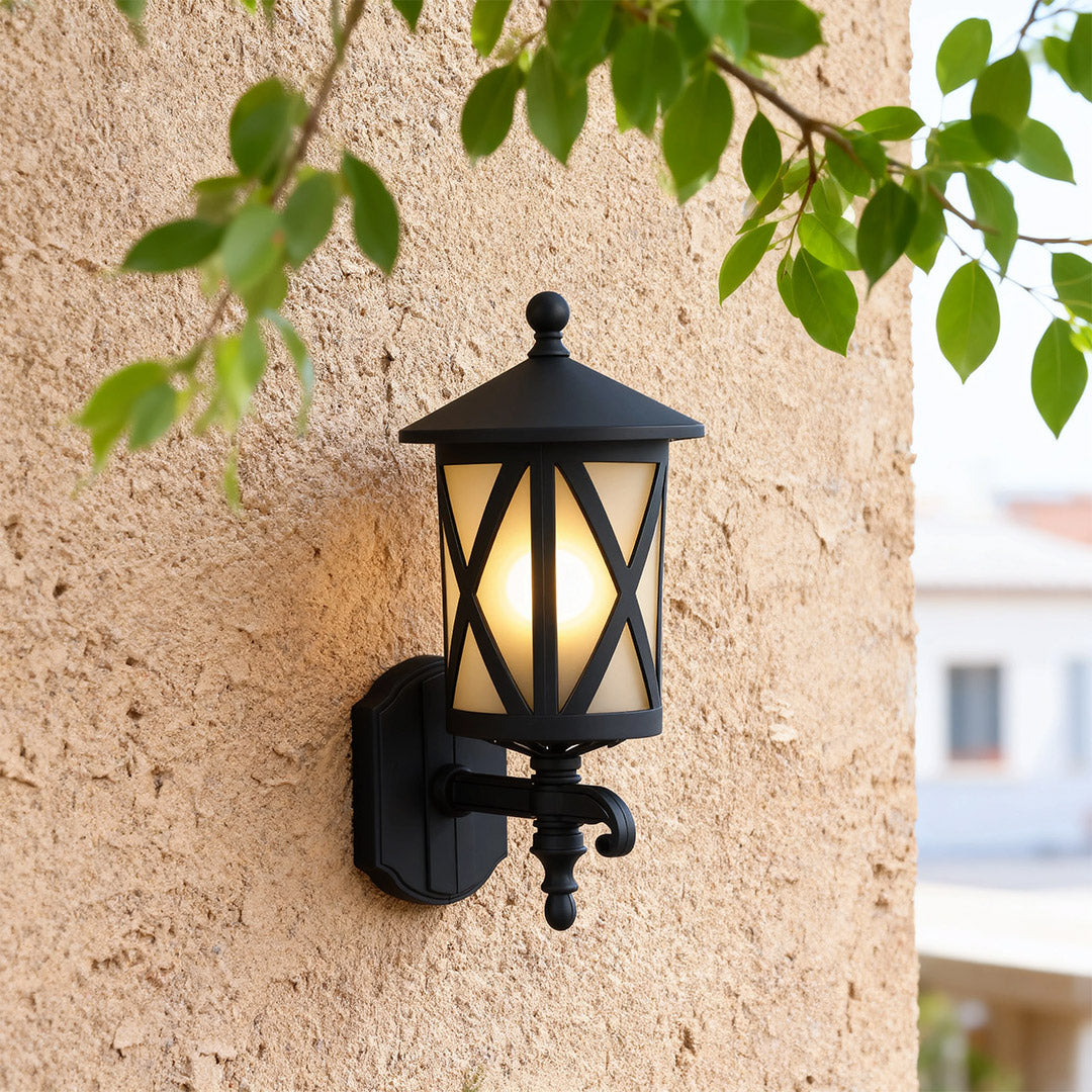 Retro Black Aluminium Outdoor Wall Lantern E26 IP44 9W European Style