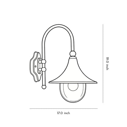 Retro Black Outdoor Wall Sconce Trumpet Bell Shade Gooseneck Arm LED 12W
