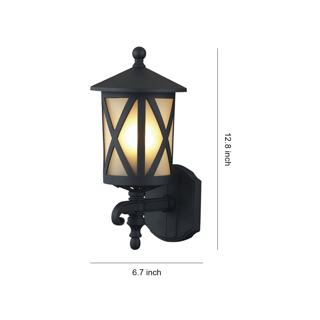 Retro Black Aluminium Outdoor Wall Lantern E26 IP44 9W European Style