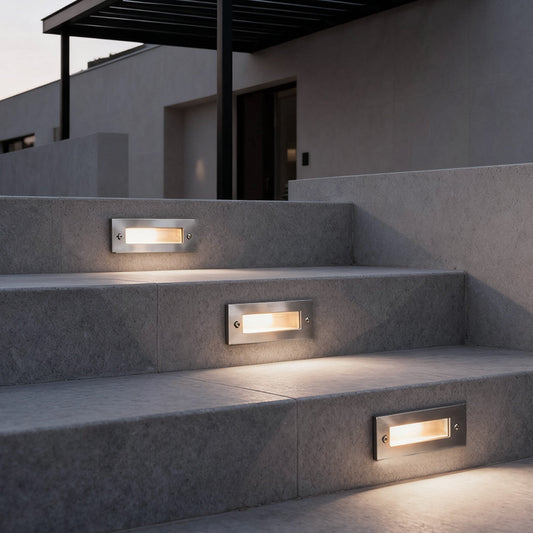 Recessed LED Outdoor Brick Step Light Stainless Steel Tempered Glass Dual Style Dual CCT IP65