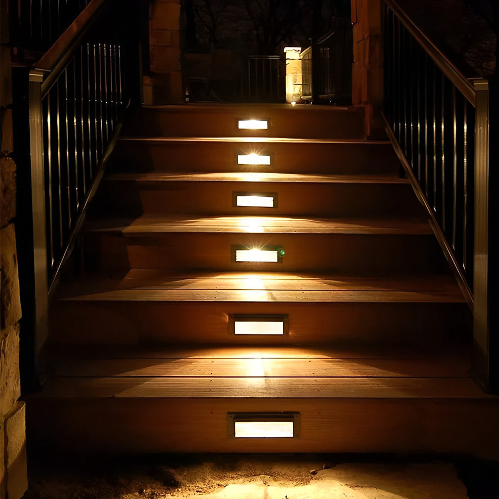 Recessed LED Outdoor Brick Step Light Stainless Steel Tempered Glass Dual Style Dual CCT IP65