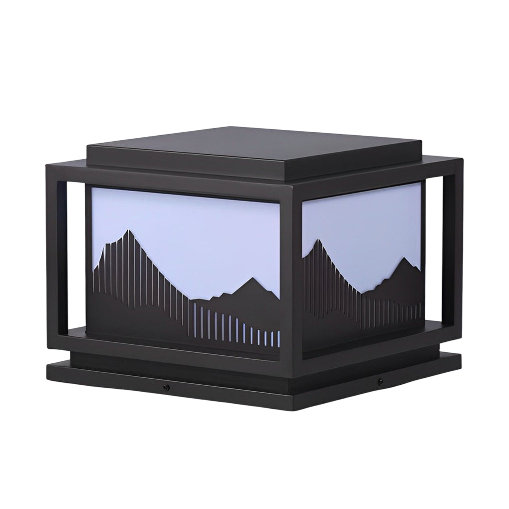 Japanese Style Landscape Art Panel Galvanized Steel Acrylic Solar Outdoor Pillar Light Coffee IP65 CRI90 5 Sizes