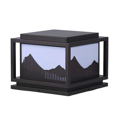 Japanese Style Landscape Art Panel Galvanized Steel Acrylic Solar Outdoor Pillar Light Coffee IP65 CRI90 5 Sizes