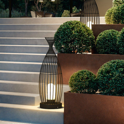 Industrial Caged Bottle Stainless Steel LED Outdoor Floor Lantern IP54 3000K