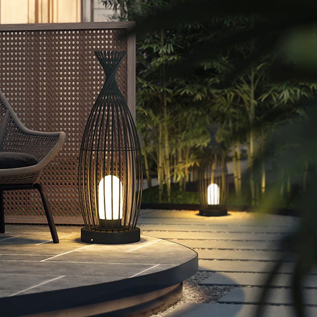 Industrial Caged Bottle Stainless Steel LED Outdoor Floor Lantern IP54 3000K