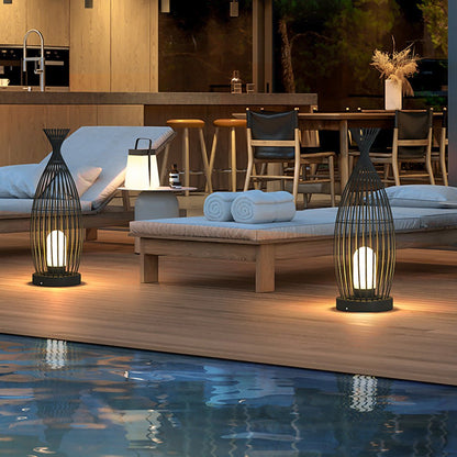 Industrial Caged Bottle Stainless Steel LED Outdoor Floor Lantern IP54 3000K