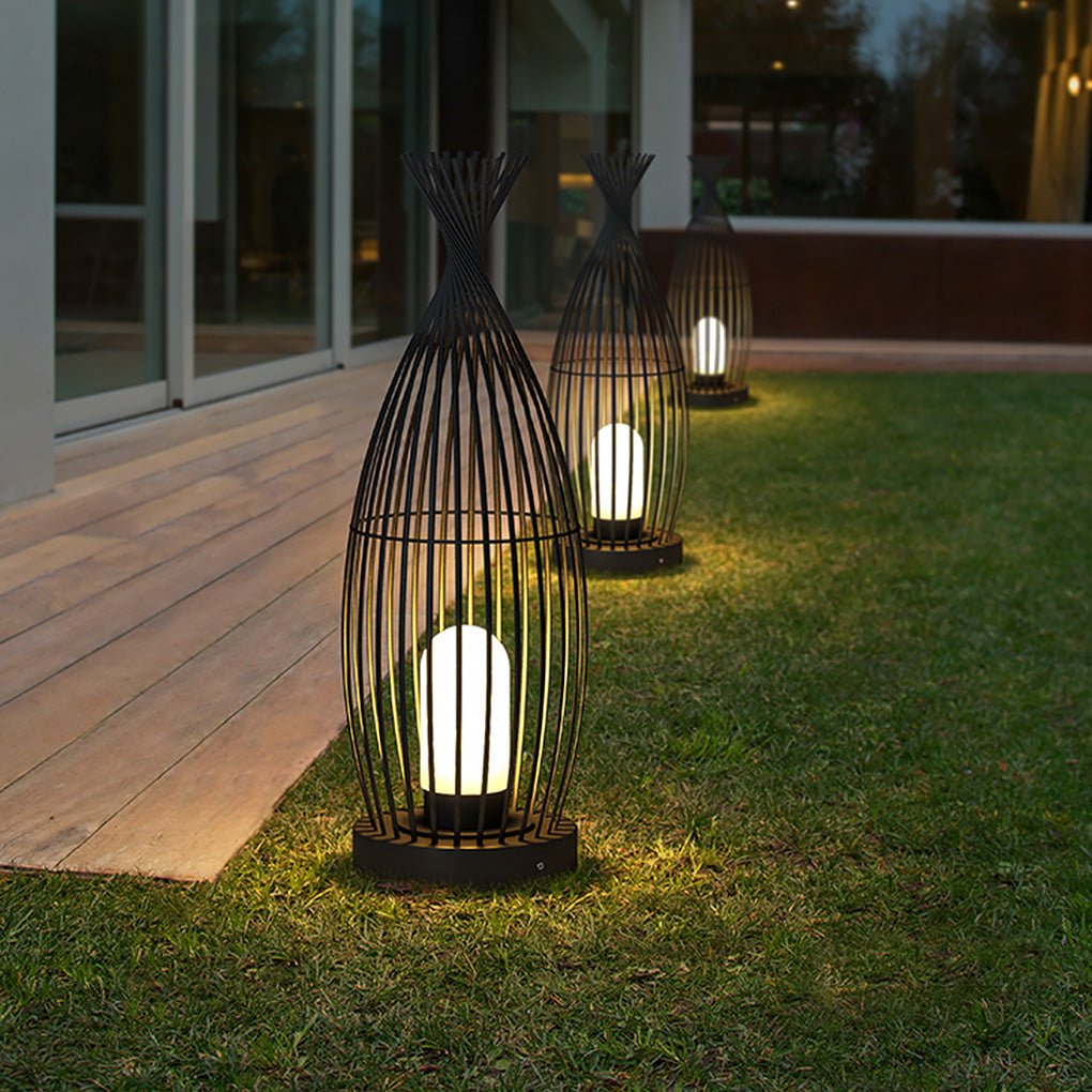 Industrial Caged Bottle Stainless Steel LED Outdoor Floor Lantern IP54 3000K