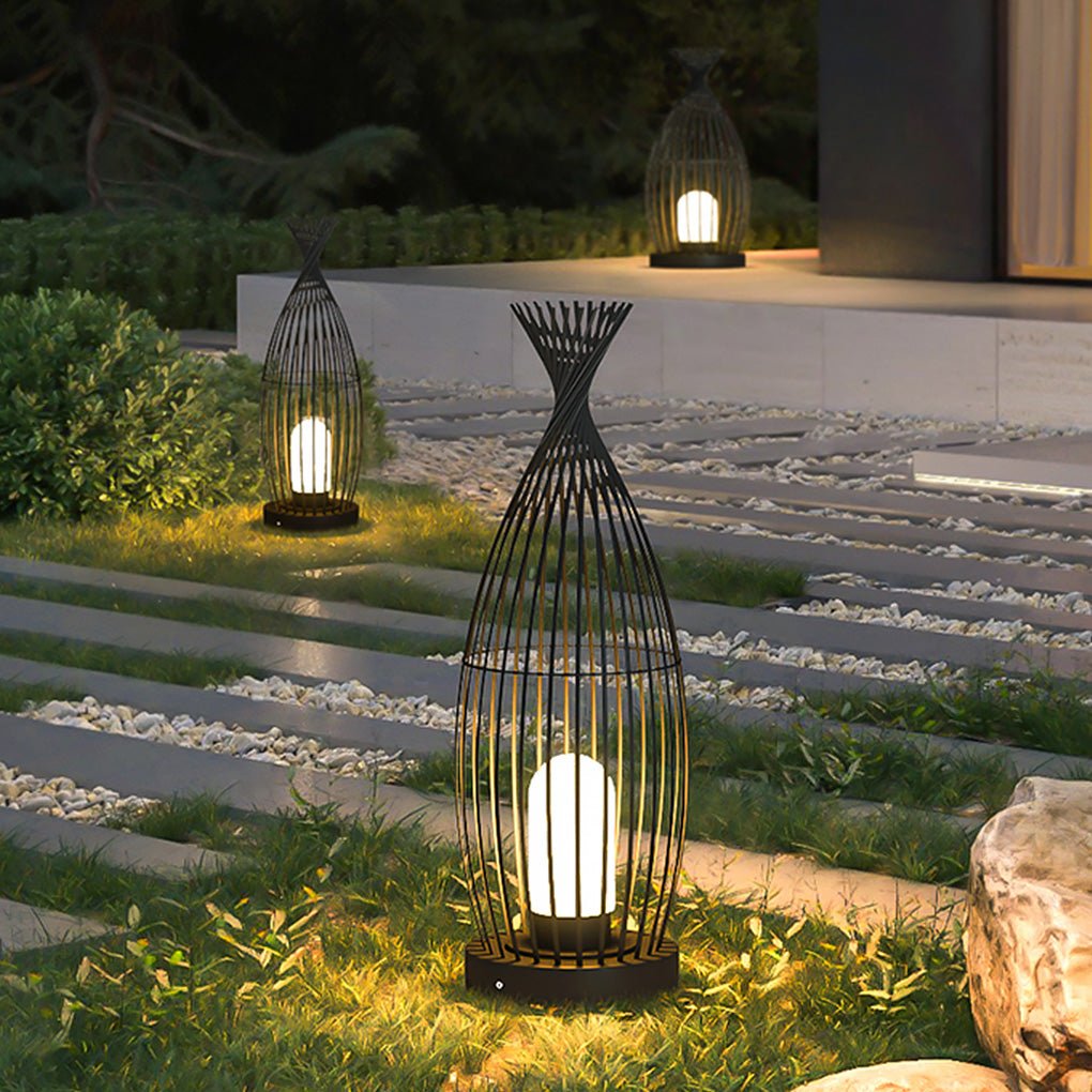 Industrial Caged Bottle Stainless Steel LED Outdoor Floor Lantern IP54 3000K