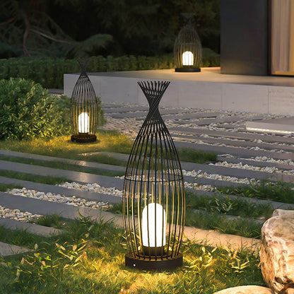 Industrial Caged Bottle Stainless Steel LED Outdoor Floor Lantern IP54 3000K