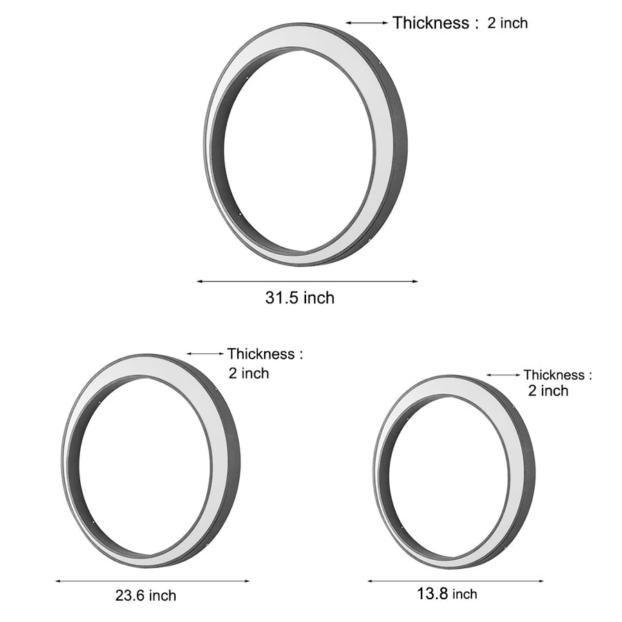 Modern Full Moon Circular LED Outdoor Wall Sconce Stainless Steel PC IP65 3 Sizes Garden Villa
