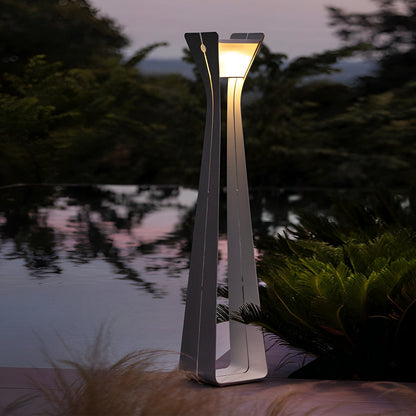 Modern Stainless Steel Tempered Glass Path Light IP54 Solar/Hardwired 3000K 2 Heights