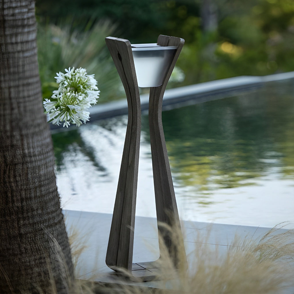 Modern Stainless Steel Tempered Glass Path Light IP54 Solar/Hardwired 3000K 2 Heights