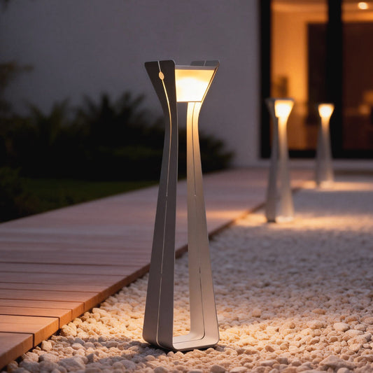 Modern Stainless Steel Tempered Glass Path Light IP54 Solar/Hardwired 3000K 2 Heights