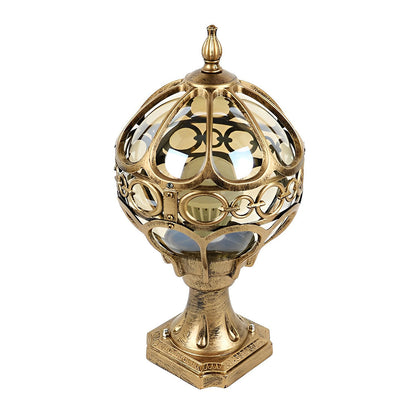 European Globe Pillar Light Die-Cast Aluminum Glass Black or Bronze Hardwired IP54 3 Sizes Polished E27