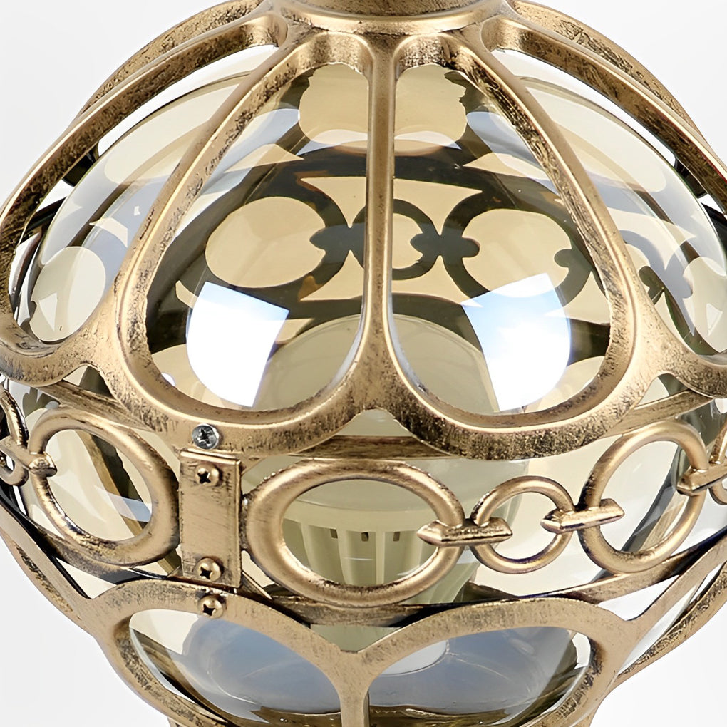 European Globe Pillar Light Die-Cast Aluminum Glass Black or Bronze Hardwired IP54 3 Sizes Polished E27