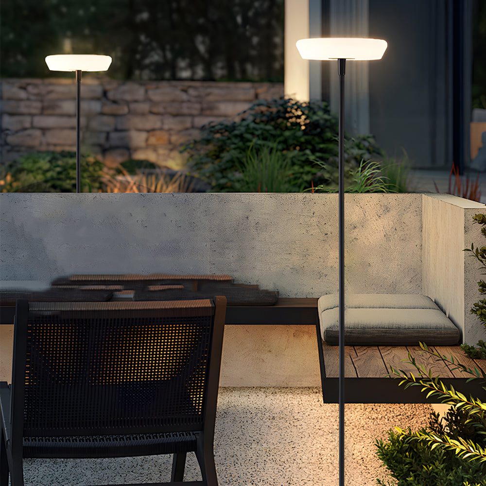 Solar USB Halo Floor Lamp Adjustable Height IP65 Minimalist Outdoor 3000K