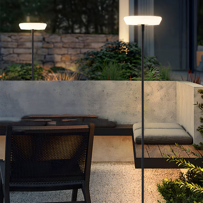 Solar USB Halo Floor Lamp Adjustable Height IP65 Minimalist Outdoor 3000K