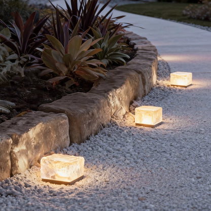 Solar Ice Cube Lights Outdoor LED IP65 Imitation Crystal Glass Step Deck Path Garden Warm White White Blue Green 4 Pack