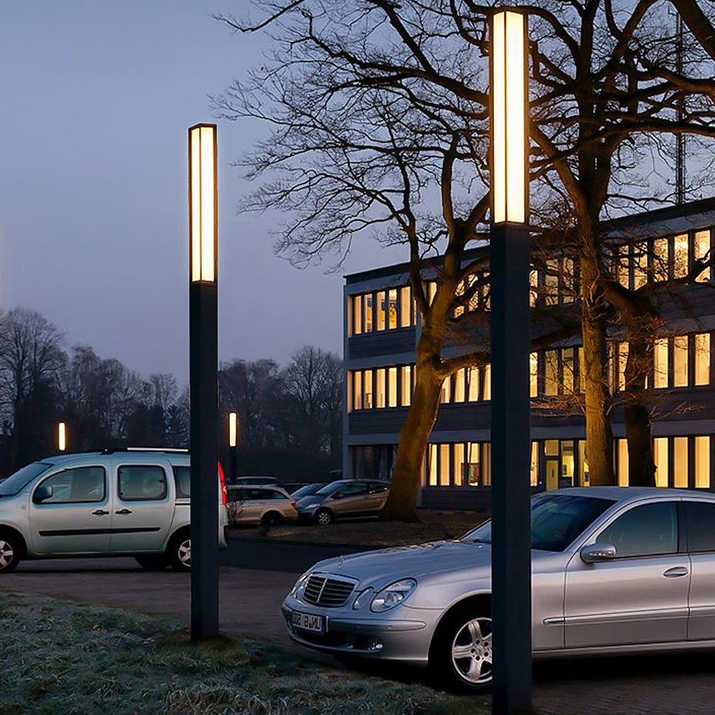 Classic Tall LED Bollard Light Waterproof Outdoor Pathway Landscape Lighting Black Aluminum PC IP54