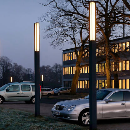 Classic Tall LED Bollard Light Waterproof Outdoor Pathway Landscape Lighting Black Aluminum PC IP54