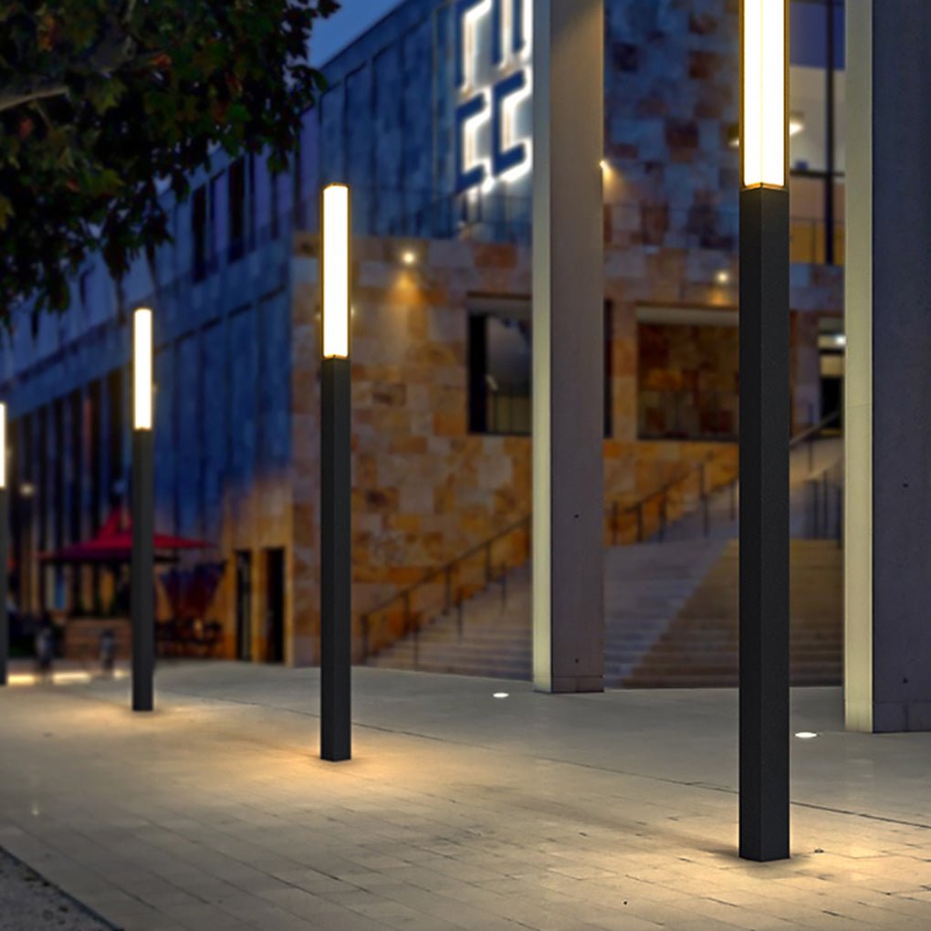 Classic Tall LED Bollard Light Waterproof Outdoor Pathway Landscape Lighting Black Aluminum PC IP54