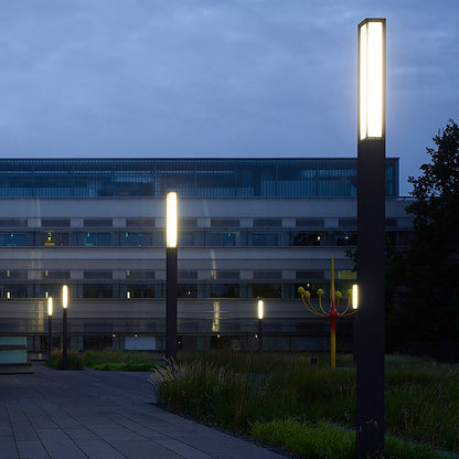 Classic Tall LED Bollard Light Waterproof Outdoor Pathway Landscape Lighting Black Aluminum PC IP54