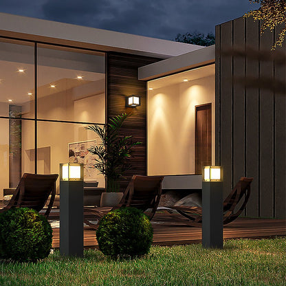 Classic Tall LED Bollard Light Waterproof Outdoor Pathway Landscape Lighting Black Aluminum PC IP54