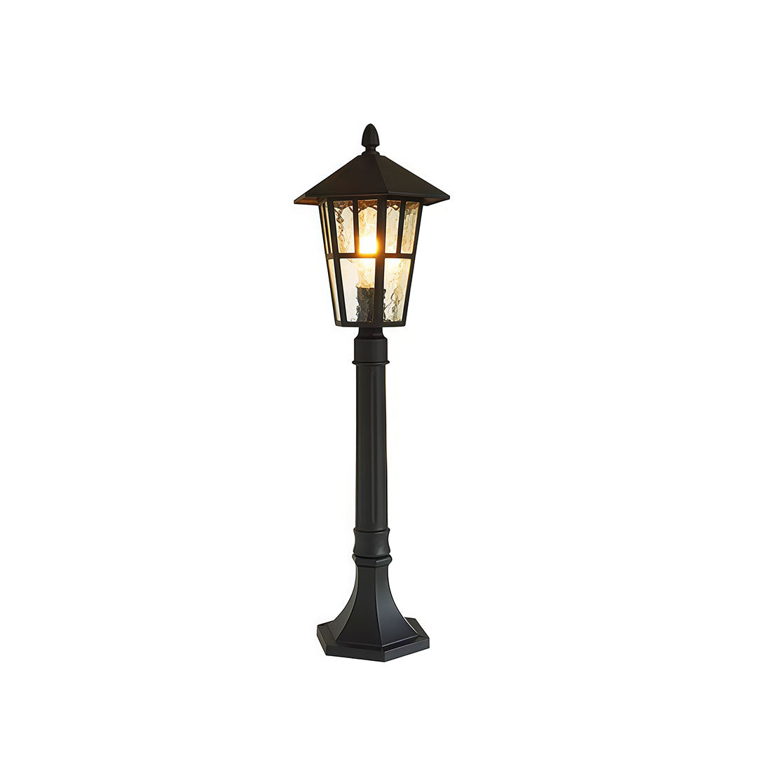 Black Aluminum Lantern Outdoor Path Light Solar Hardwired 3 Sizes