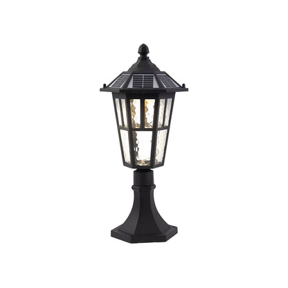 Black Aluminum Lantern Outdoor Path Light Solar Hardwired 3 Sizes