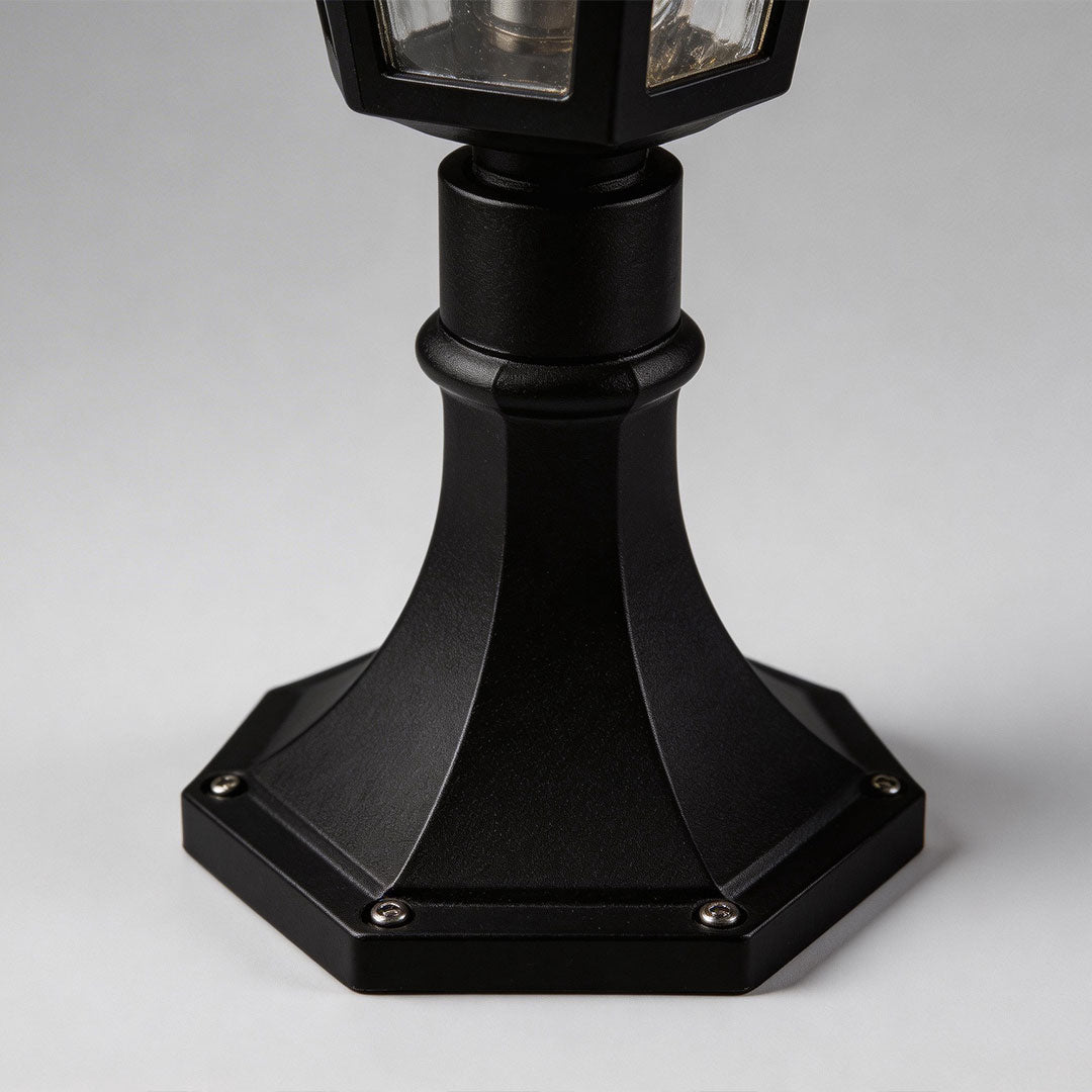Black Aluminum Lantern Outdoor Path Light Solar Hardwired 3 Sizes