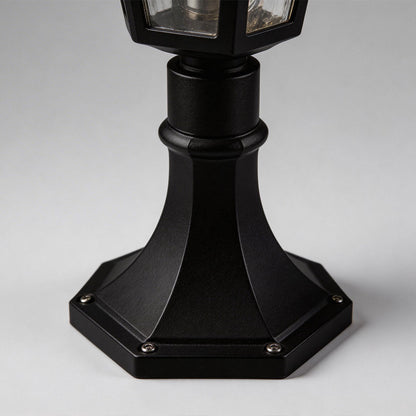 Black Aluminum Lantern Outdoor Path Light Solar Hardwired 3 Sizes