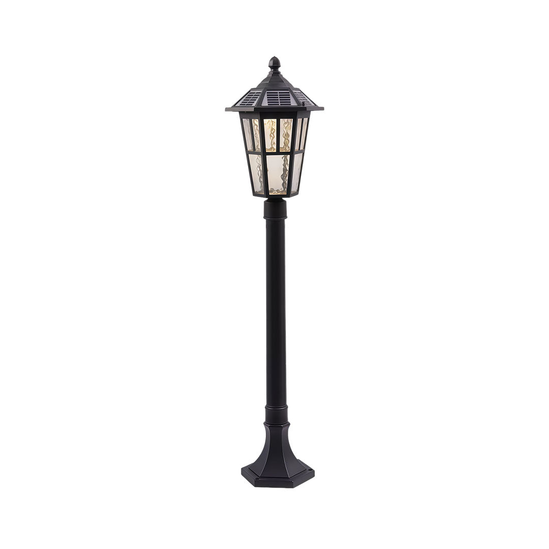 Black Aluminum Lantern Outdoor Path Light Solar Hardwired 3 Sizes