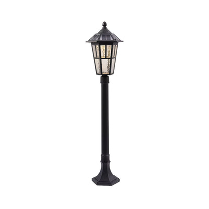 Black Aluminum Lantern Outdoor Path Light Solar Hardwired 3 Sizes