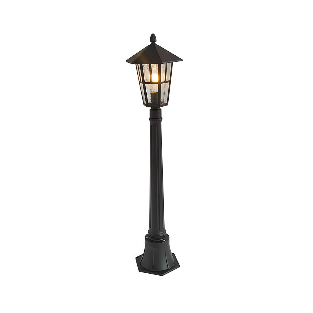 Black Aluminum Lantern Outdoor Path Light Solar Hardwired 3 Sizes