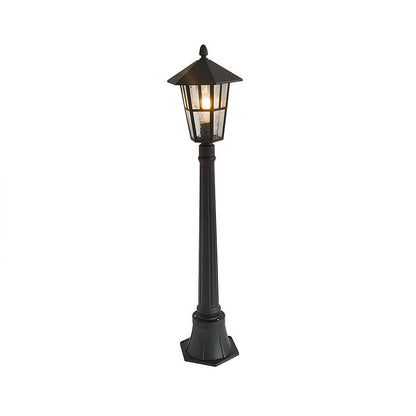 Black Aluminum Lantern Outdoor Path Light Solar Hardwired 3 Sizes