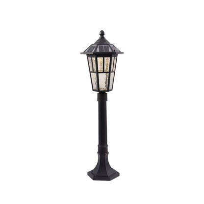 Black Aluminum Lantern Outdoor Path Light Solar Hardwired 3 Sizes