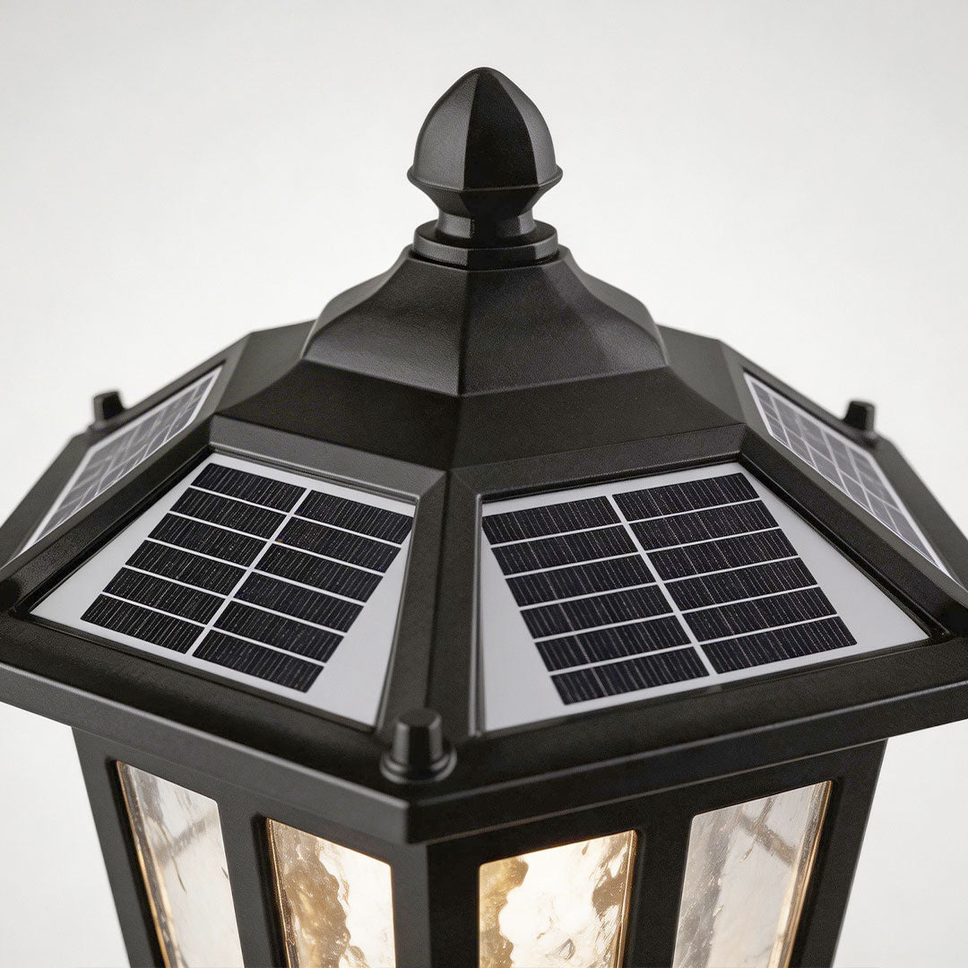 Black Aluminum Lantern Outdoor Path Light Solar Hardwired 3 Sizes