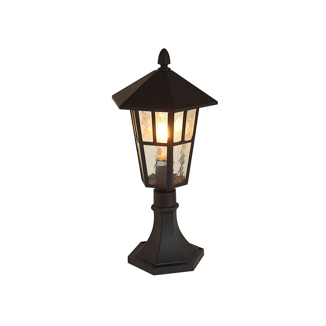 Black Aluminum Lantern Outdoor Path Light Solar Hardwired 3 Sizes