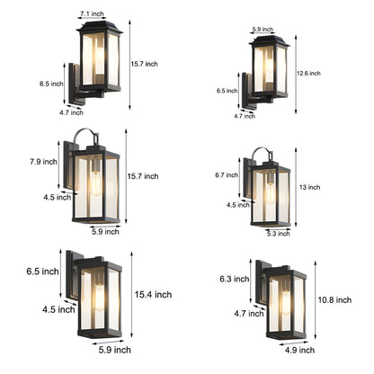 Square American Minimalist Outdoor Wall Sconce IP65 Solar/Hardwired E27