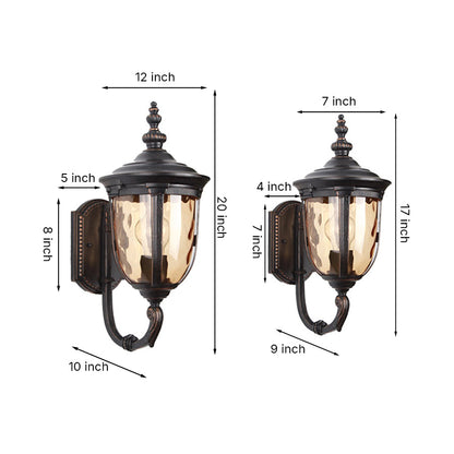 Copper-Tone Retro Outdoor Wall Lantern E27 IP54 American Style Die-Cast