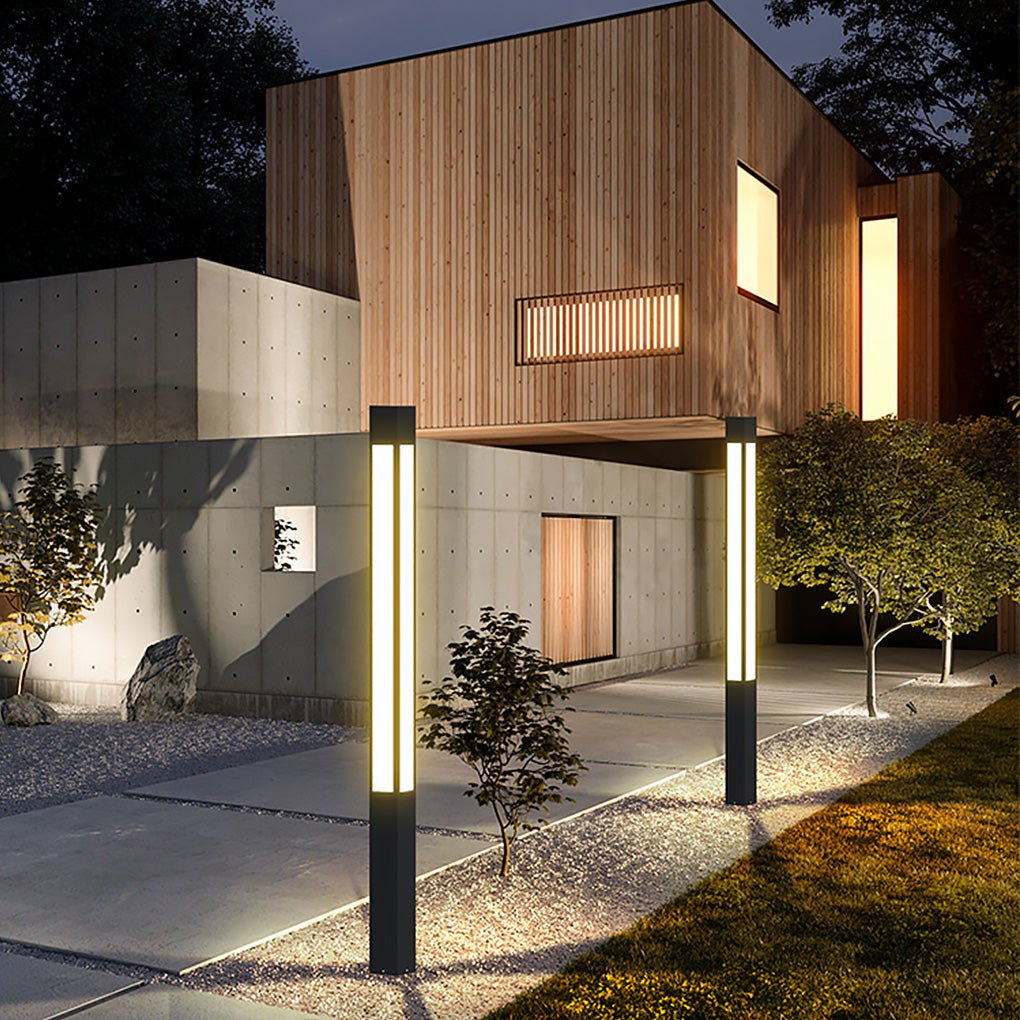Garden Bollard Light | Solar & Hardwired Aluminum LED Outdoor Landscape Post
