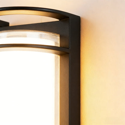 Modern Black Outdoor Wall Sconce Dual Layer Shade Aluminum LED 30W CRI80