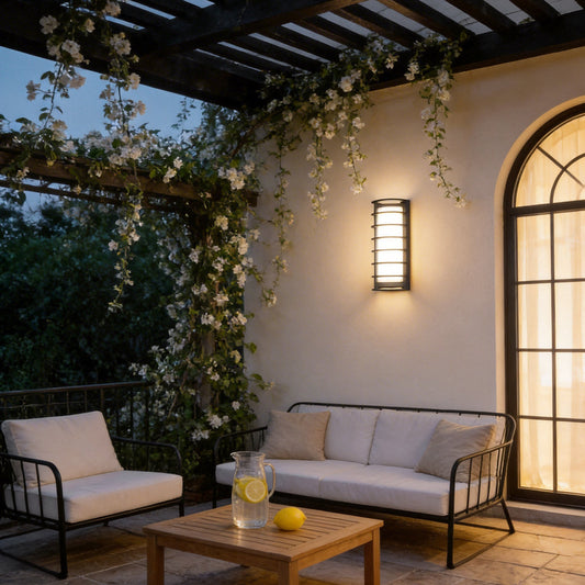 Modern Black Outdoor Wall Sconce Dual Layer Shade Aluminum LED 30W CRI80
