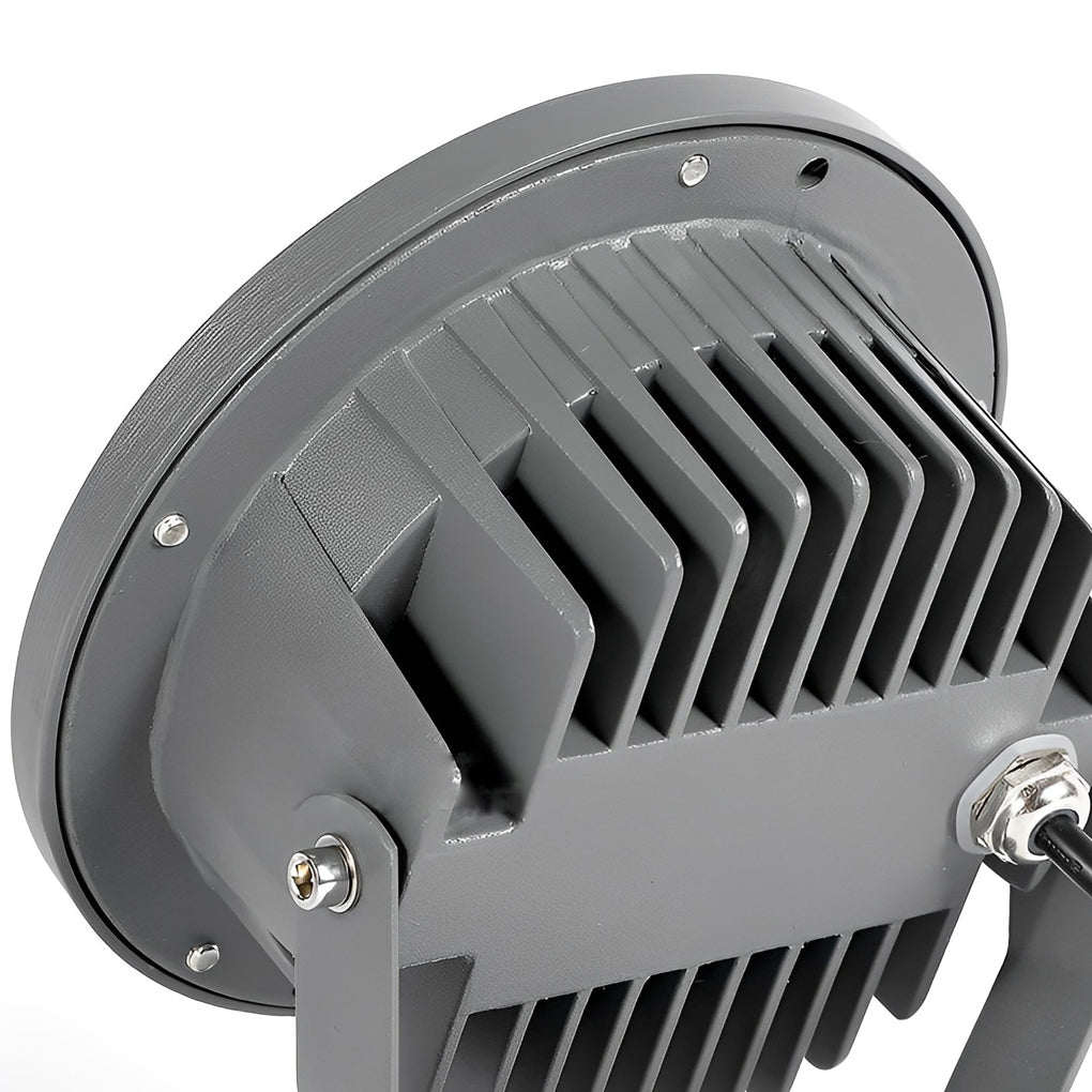 Outdoor LED Spotlight Round Die-Cast Aluminum Tempered Glass 9W 12W 18W 24W DC24V 3000K IP65 Base or Ground Insert