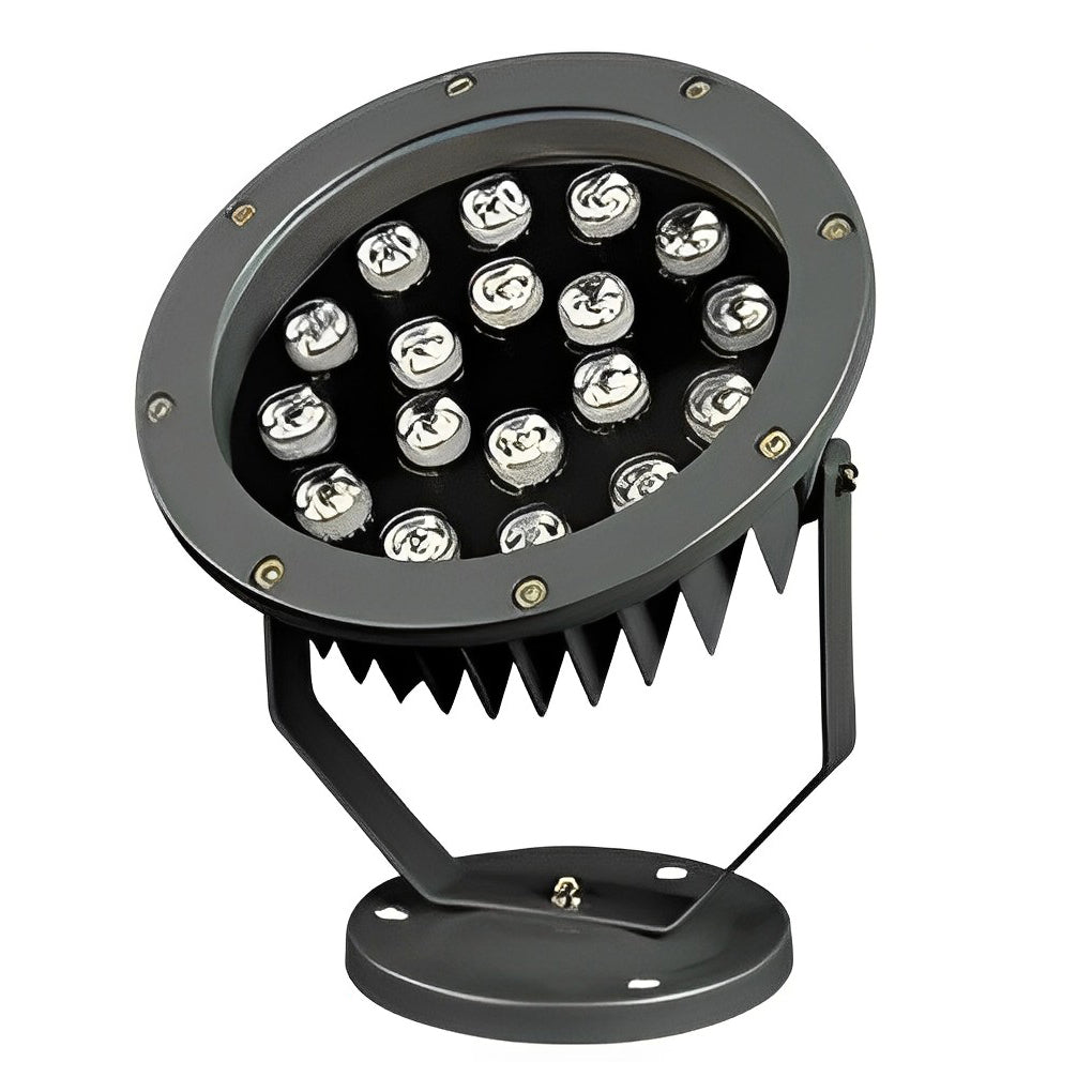Outdoor LED Spotlight Round Die-Cast Aluminum Tempered Glass 9W 12W 18W 24W DC24V 3000K IP65 Base or Ground Insert