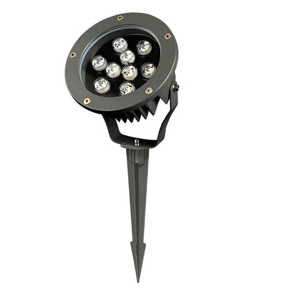 Outdoor LED Spotlight Round Die-Cast Aluminum Tempered Glass 9W 12W 18W 24W DC24V 3000K IP65 Base or Ground Insert