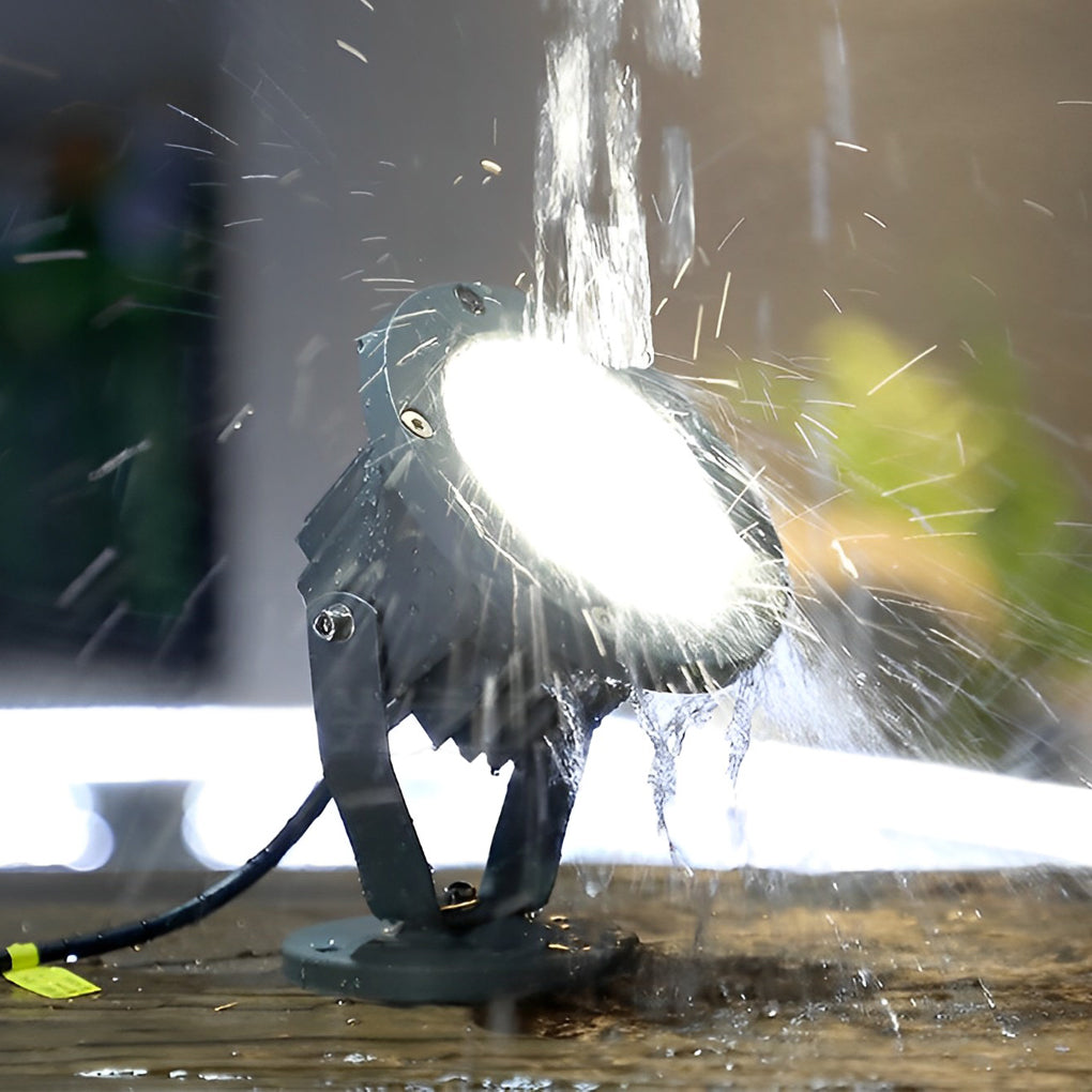 Outdoor LED Spotlight Round Die-Cast Aluminum Tempered Glass 9W 12W 18W 24W DC24V 3000K IP65 Base or Ground Insert