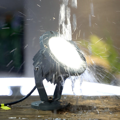 Outdoor LED Spotlight Round Die-Cast Aluminum Tempered Glass 9W 12W 18W 24W DC24V 3000K IP65 Base or Ground Insert