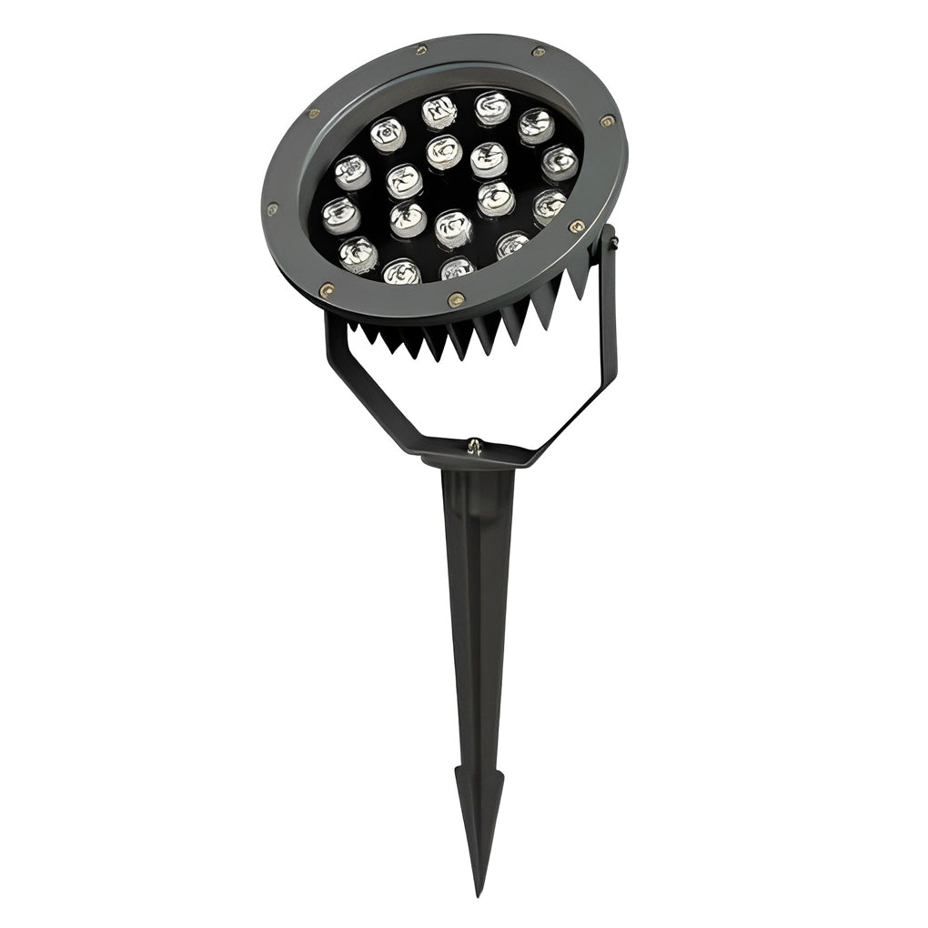 Outdoor LED Spotlight Round Die-Cast Aluminum Tempered Glass 9W 12W 18W 24W DC24V 3000K IP65 Base or Ground Insert